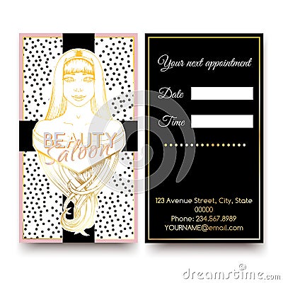 Template of business cards for the Beauty salon Vector Illustration