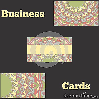 Template business cards with oriental pattern Vector Illustration