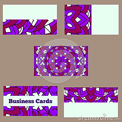 Template business cards with oriental pattern and geometric circle element. Vector Illustration