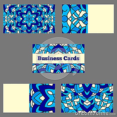 Template business cards with oriental pattern and geometric circle element. Vector Illustration