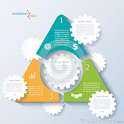 Template of business concept design with triangleand cogwheels Vector Illustration