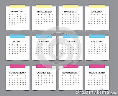 Template Calendar 2017 Stock Photo