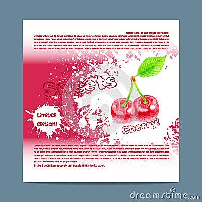 Template candy packaging. Cherry sweets. Vector Illustration
