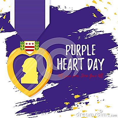 Template card Purple Heart Day Vector Illustration