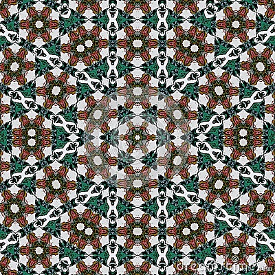 Template for carpet. Oriental rich pattern in dark colors with stars and flowers Stock Photo
