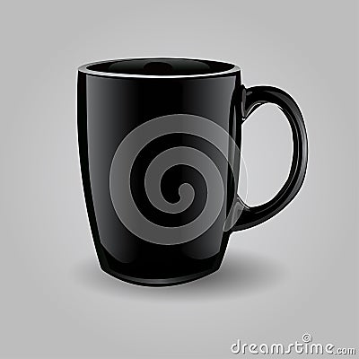 Template ceramic clean black mug Vector Illustration