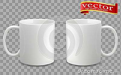 Template ceramic clean white mug with a matte effect, without the bright glare. Vector Illustration