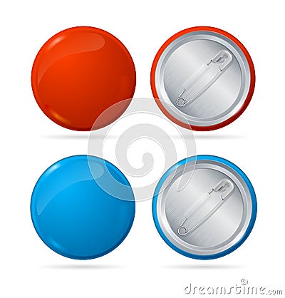Template Color Blank Circle Button Badge Pin Set. Vector Vector Illustration