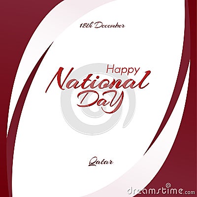 Template with colors of the national flag of Qatar with the text of Happy National Day Vector Illustration