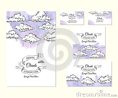 Template corporate identity with clouds Vector Illustration