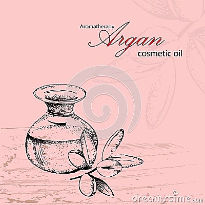 Template for cosmetic oil of argan Vector Illustration