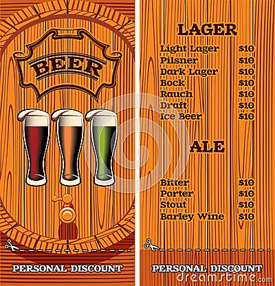 Template for the cover of the beer menu Vector Illustration