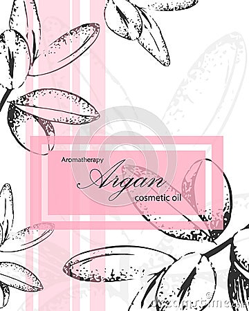 Template cover for cosmetic oil of argan Vector Illustration