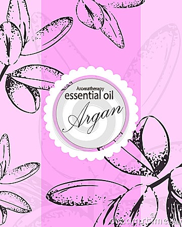 Template cover for cosmetic oil of argan Vector Illustration