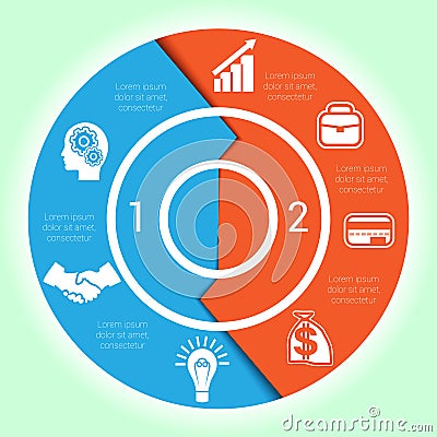 Template cyclic diagramme for Infographic two position Vector Illustration