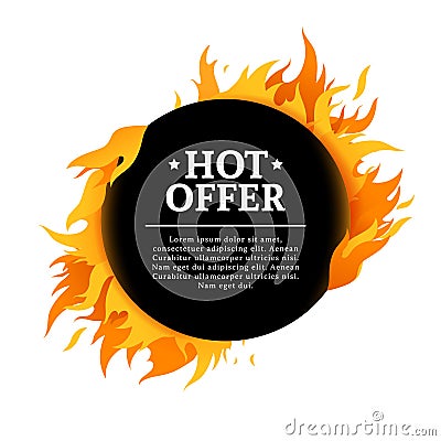 Template design circle banner with Special sale. Black round card for hot offer Vector Illustration