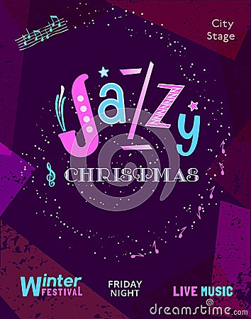 Template Design Poster Christmas Jazz vector Cartoon Illustration