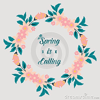 Template design for spring calling card, with unique style floral and leaf frame. Vector Vector Illustration