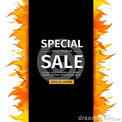 Template design vertical banner with Special sale. Black card for hot offer Vector Illustration