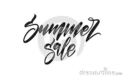 Template for discount with hand type lettering of Summer Sale. Vector Illustration