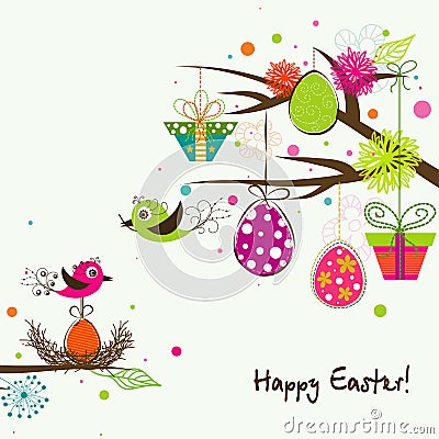 Template Easter greeting card, vector Vector Illustration