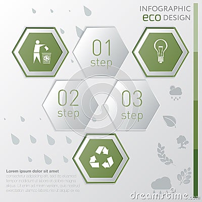 Template eco nature infographic. icon and steps Vector Illustration