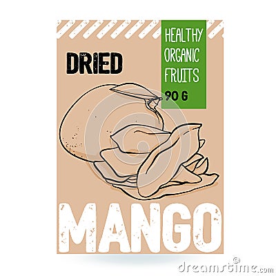 Beautiful vector hand drawn Mango organic, Mango slices.Â  Vector Illustration