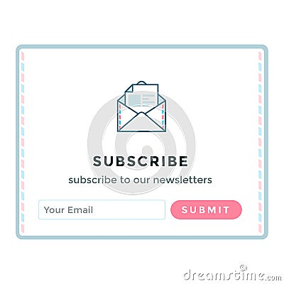 Template email subscribe form. Vector Illustration