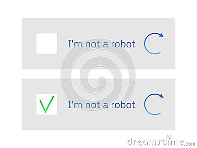 Template for entering captcha I`m not a robot Vector Illustration
