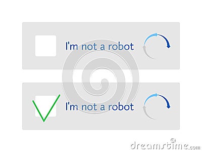 Template for entering captcha I`m not a robot Vector Illustration