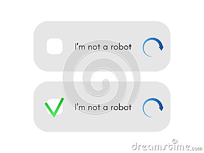 Template for entering captcha I`m not a robot Vector Illustration