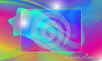 Template for flyer abstract backdrop generation. Vector vibrant background with floating liquid translucent shape and colorful Vector Illustration