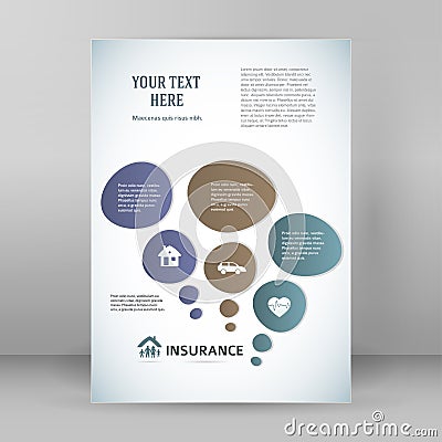 Template flyer A4 brochure layout insurance Vector Illustration