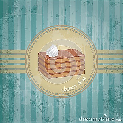 Template frame design with chocolate cake piece Stock Photo