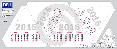 Template german calendar 2016 Vector Illustration