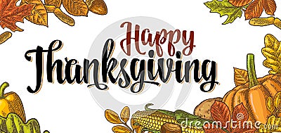 Template for greeting card and poster Thanksgiving day Vector Illustration