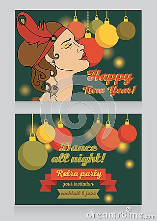 Template for happy new year party invitation Vector Illustration