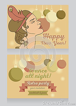 Template for happy new year party invitation Vector Illustration