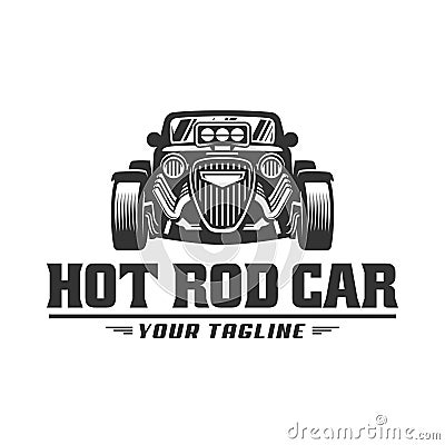 Hot Rod car logo, HotRod vector emblem, Vector Hot Rod car logo Vector Illustration