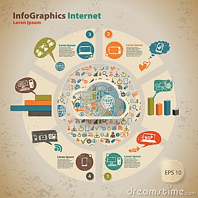 Template for infographic for cloud computer technology Vector Illustration