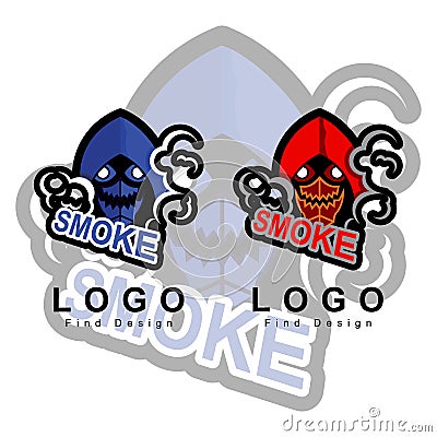 Skull grim reaper esport logo with smoke, smoke team desiign Vector Illustration