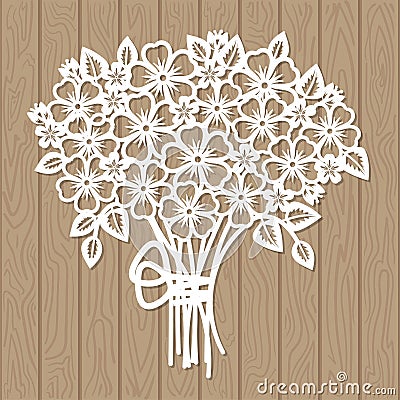 A template for laser cutting. Bouquet of flowers. Vector Illustration