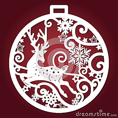 Template for laser cutting. Christmas ball. Vector Vector Illustration