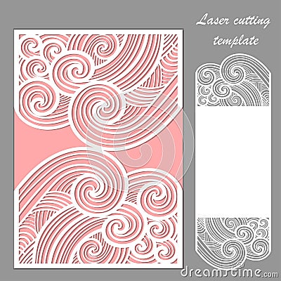 Template for laser cutting. Envelope wedding invitation. Vector. Vector Illustration