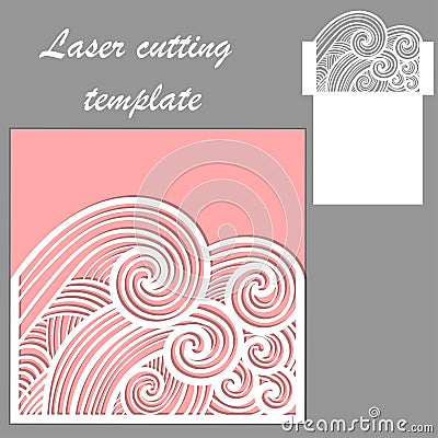 Template for laser cutting. Envelope wedding invitation. Vector. Vector Illustration