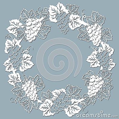 Template for laser cutting, plotter, and silkscreen printing. Vine. Grape Vector Illustration