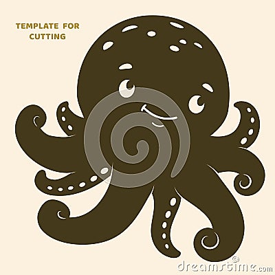 Template for laser cutting, wood carving, paper cut. Silhouettes for cutting. Octopus vector stencil Vector Illustration