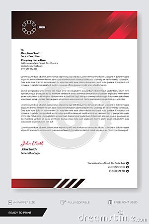 Modern minimal business letterhead template vector illustration. Ready to print. Vector Illustration