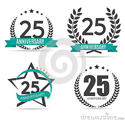 Template Logo 25 Years Anniversary Vector Illustration Vector Illustration