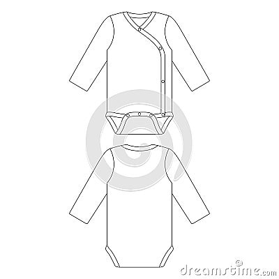 Template long sleeve side snap baby onesie vector illustration Vector Illustration